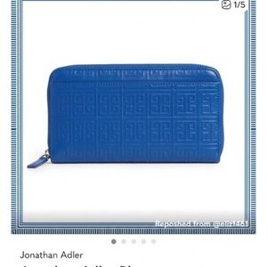 Jonathan Adler Electric Blue Embossed Zip Wallet